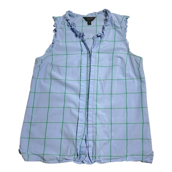 J. Crew Blue & Green Windowpane Sleeveless Blouse Women’s US 6T - Picture 1 of 8